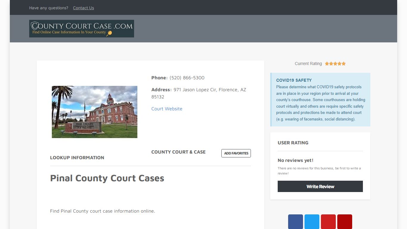 Pinal County | County Court Case Search & Lookup | CountyCourtCase.com